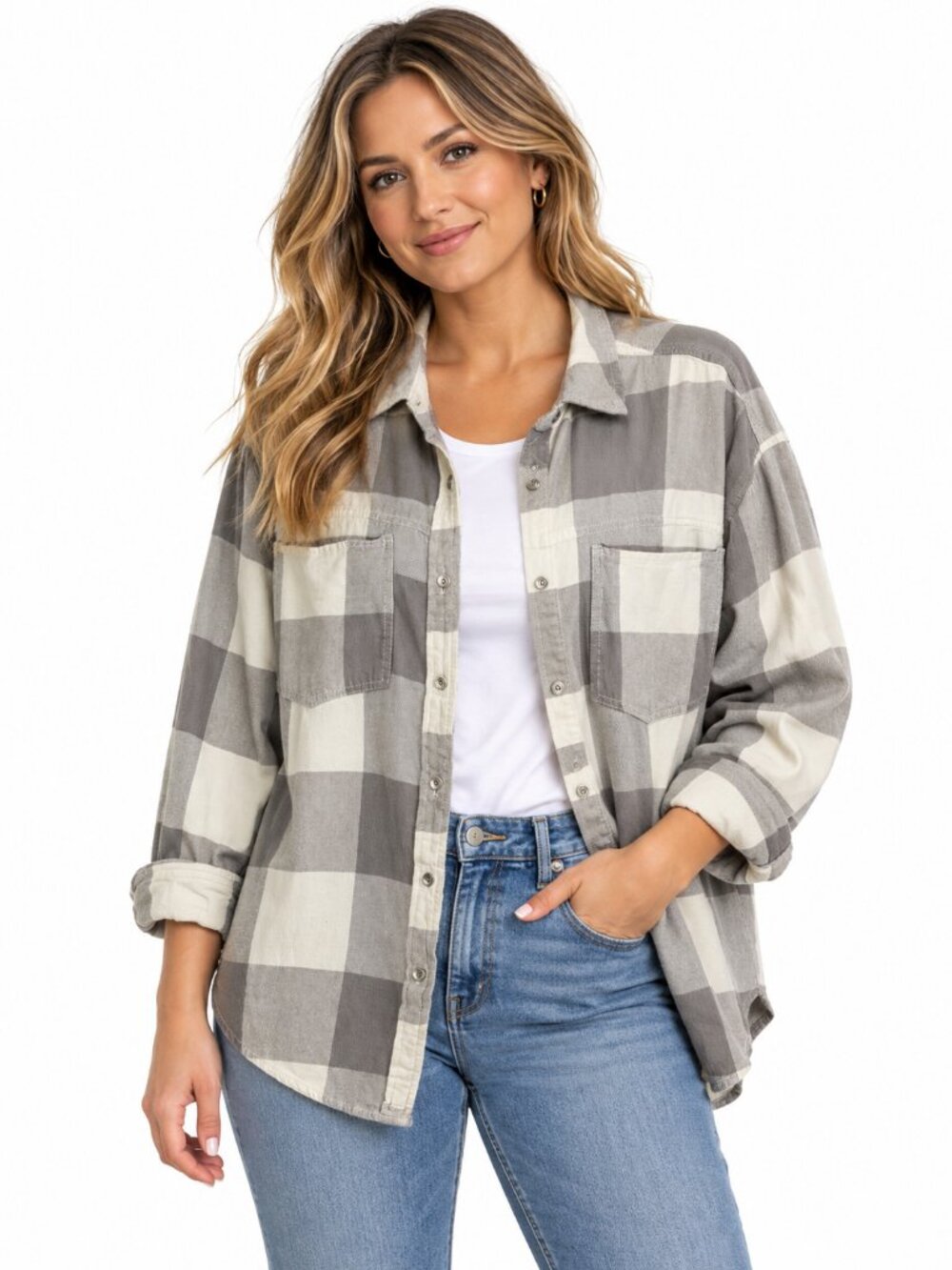 Aerie Anytime Fave Flannel Buffalo Plaid 100% Cotton Button-Up Shirt Size M